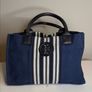 Tory Burch Ella Stripped Canvas Tote